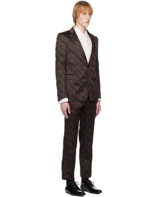 Dries Van Noten Black Brown Single-breasted Suit for men