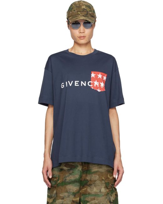 Givenchy Blue Navy Pocket T-shirt for men