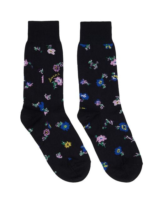 Sacai Black Floral Socks