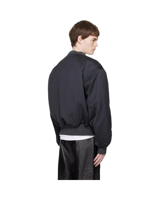 Entire studios Black Cropped Broad Suiting Bomber Jacket for men