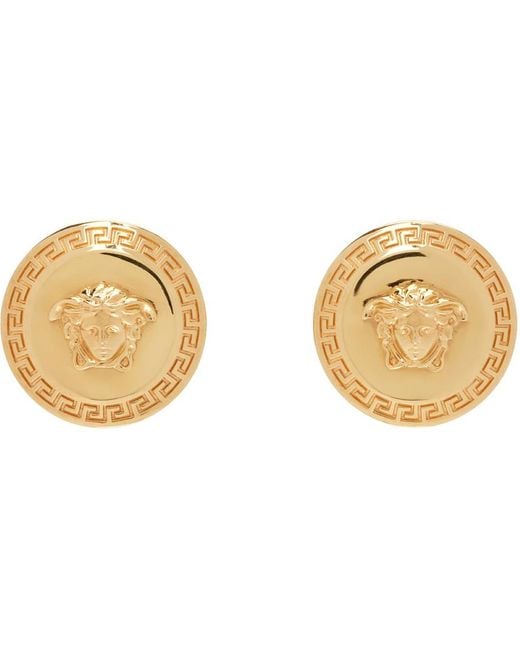 Versace Black Gold Tribute Medusa Stud Earrings