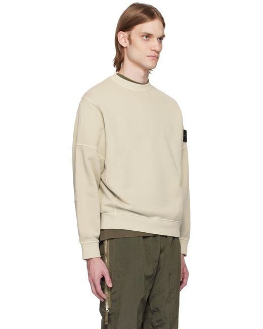 メンズ Stone Island ベージュ Organic Cotton Diagonal Fleece Old Effect スウェットシャツ Natural