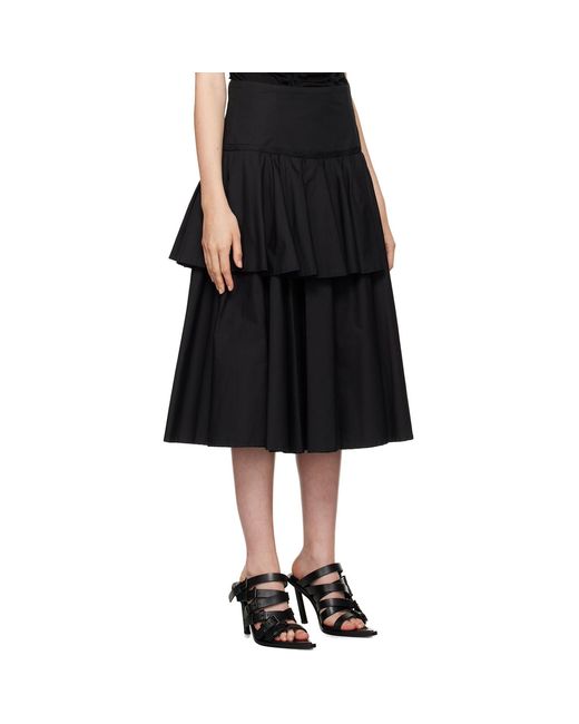 Renaissance Renaissance Black Pleated Polyester Midi Overlay Skirt