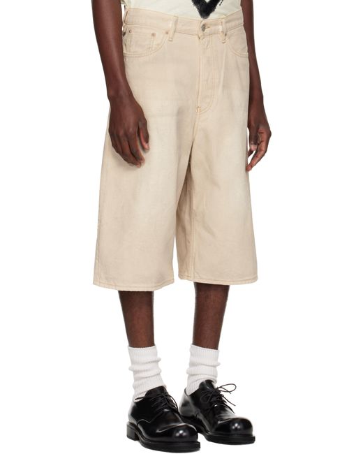 Acne Natural Button Denim Shorts for men
