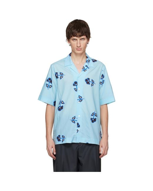 Paul Smith Blue 'Tri Flower' Short-Sleeve Shirt for men