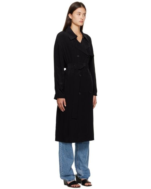 Theory Black Double-breasted Trench Coat
