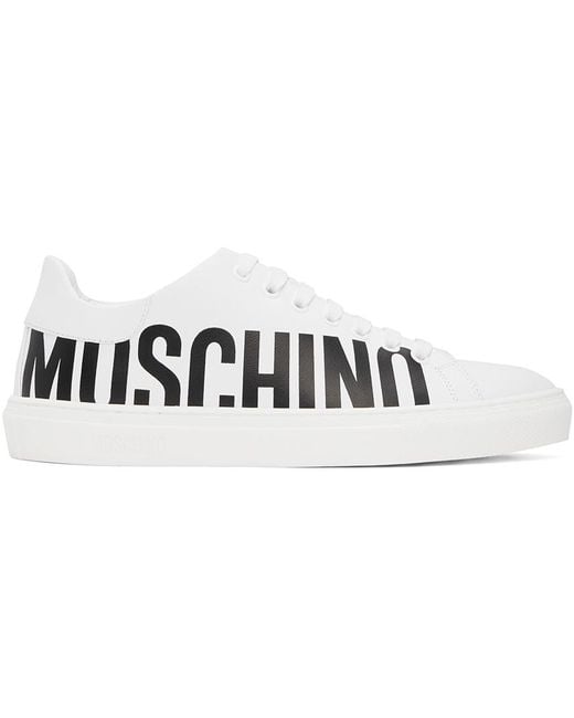 Moschino Black White Printed Sneakers for men