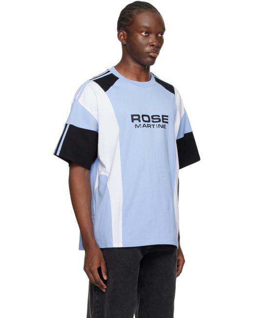 Martine Rose White Blue Paneled T-shirt for men