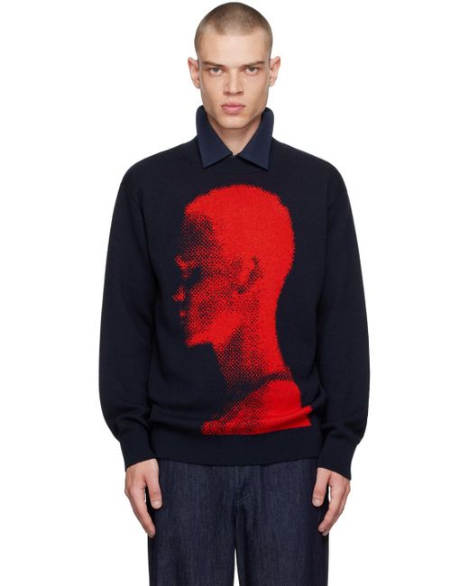 Dries Van Noten Red Jacquard Sweater for men