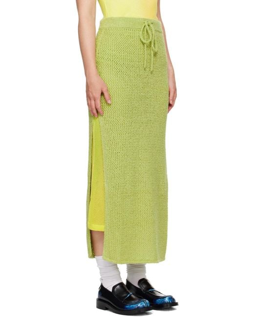 The Elder Statesman Green Selerino Net Midi Skirt