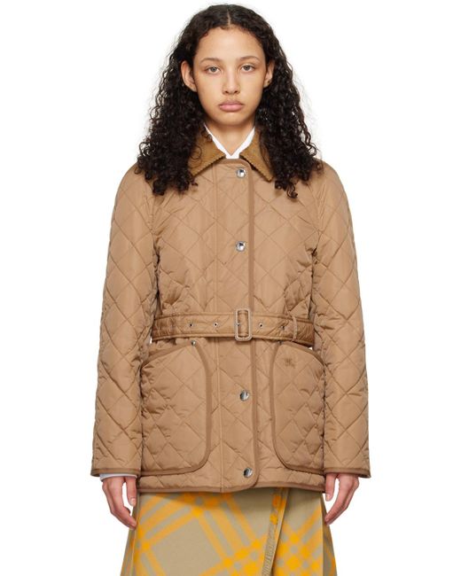 Burberry Brown Beige Diamond Quilted Jacket