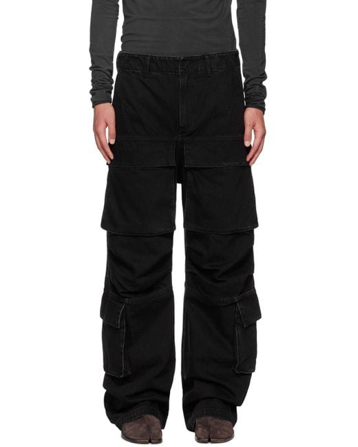 Entire studios Black Heavy Denim Cargo Pants for men