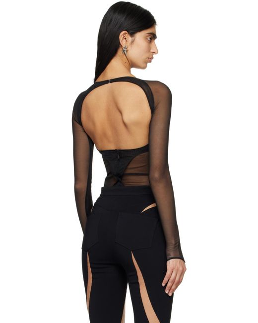 【関税込み】Mugler ブラック クリスクロス ボディスーツ Mugler Black Criss-crossed Bodysuit | Lyst