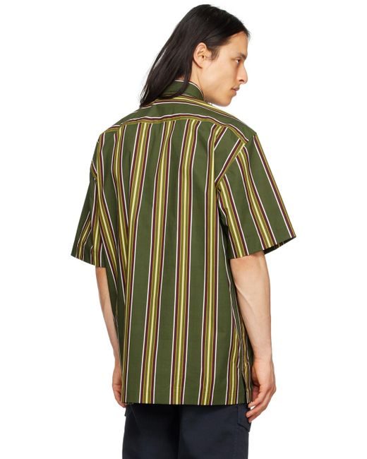 Dries Van Noten Green Khaki Striped Shirt for men