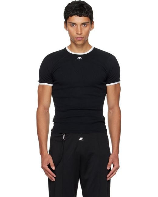 Courreges Black Signature Contrast T-Shirt for men