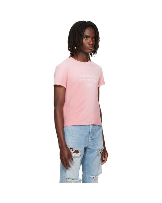 Acne Red Faded T-Shirt for men