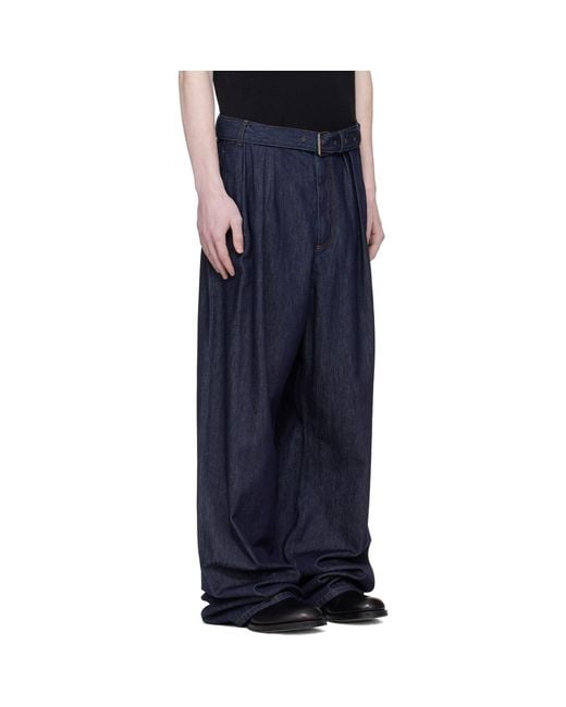 Dries Van Noten Blue Pleated Jeans for men