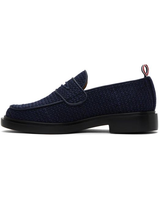 Thom Browne Blue Navy Tweed Penny Loafers for men