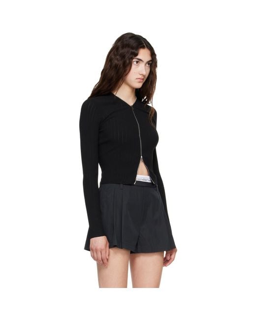 Alexander Wang Black V-Neck Pointelle Cardigan