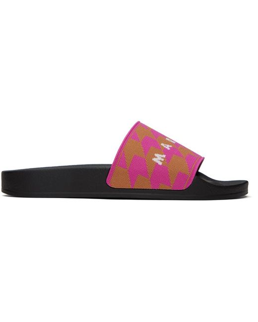 Marni Black Pink Logo Sandals