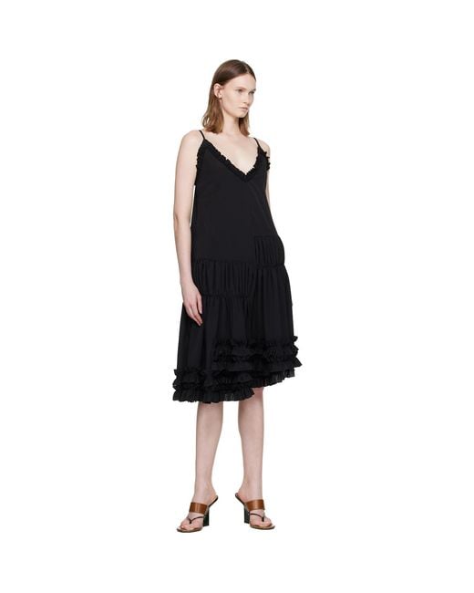 Dries Van Noten Black Ruffled Midi Dress
