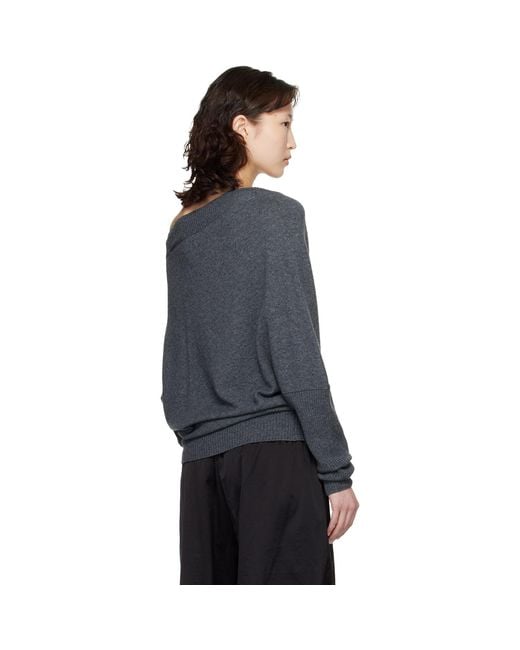 Cordera Blue Merino Wool Off-Shoulder Sweater