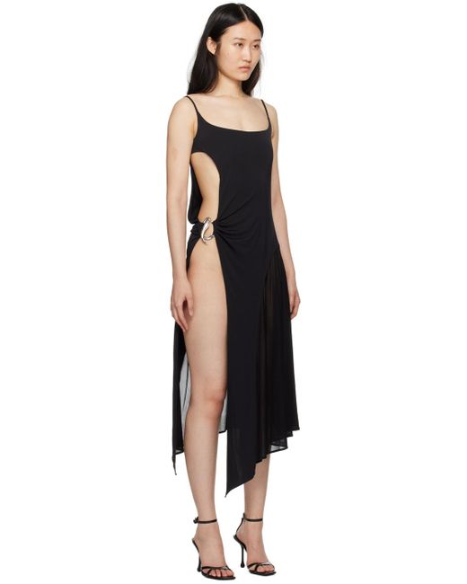 Mugler Black Asymmetric Midi Dress