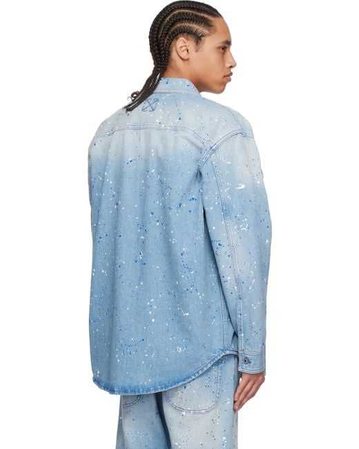 Off-White c/o Virgil Abloh Blue Paint Splatter Denim Jacket for men