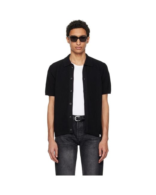 Merz B. Schwanen Black 1961 Ribbed Cotton Knit Shirt for men