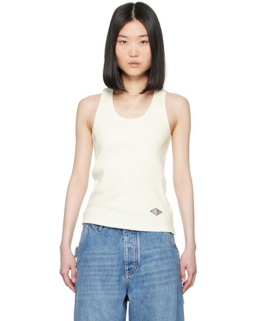 Débardeur blanc cassé en jersey côtelé Bottega Veneta en coloris Multicolor
