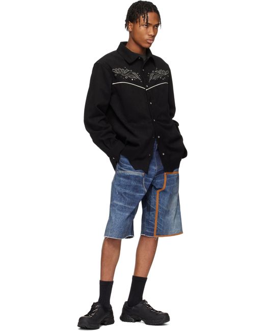 ANDERSSON BELL Black Lemmans Faux-Suede Shirt for men