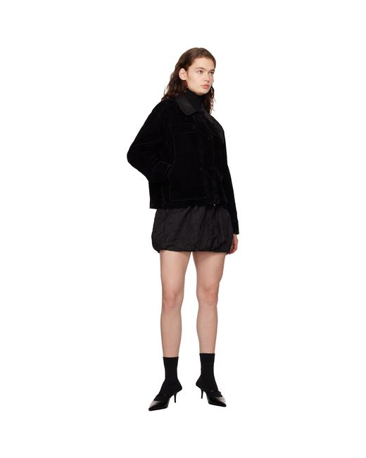 Juun.J Black Crinkled Drape Miniskirt