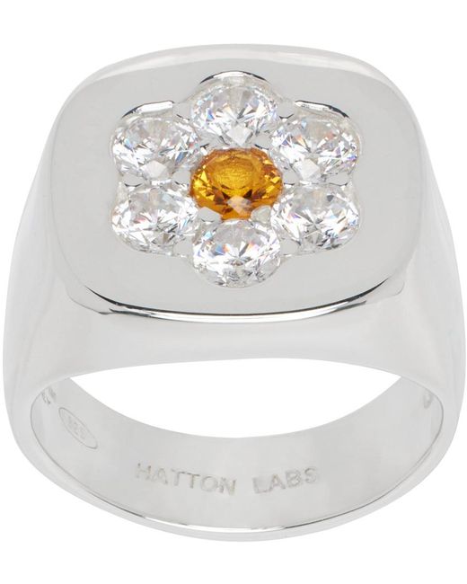 Hatton Labs Metallic Daisy Signet Ring for men
