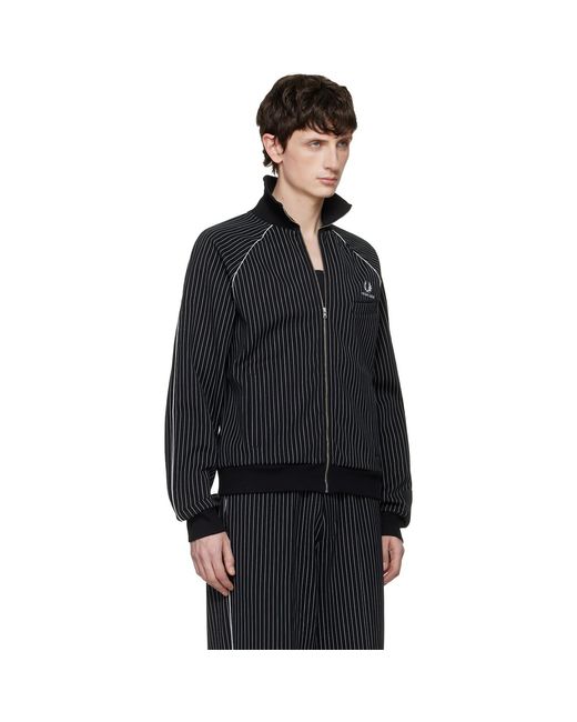 Fred Perry Black Kris Van Assche Edition Pinstripe Track Jacket for men
