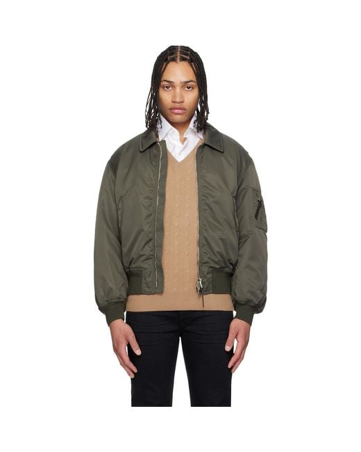 Tom Ford Black Satin Nylon Flight Bomber Jacket for men