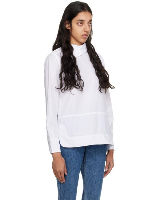 Ganni White Asymmetric Collar Shirt