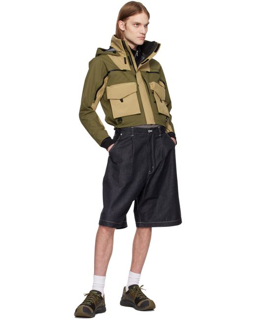 Snow Peak Green Khaki Toned Trout Edition 3L Wading Jacket for men