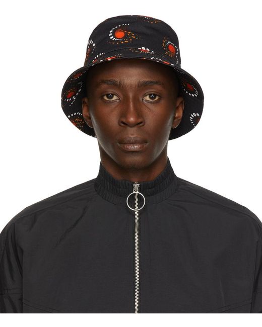 Rabanne Black Graphic Motif Bucket Hat for men