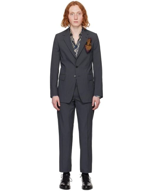 Dries Van Noten Black Gray Notched Suit for men