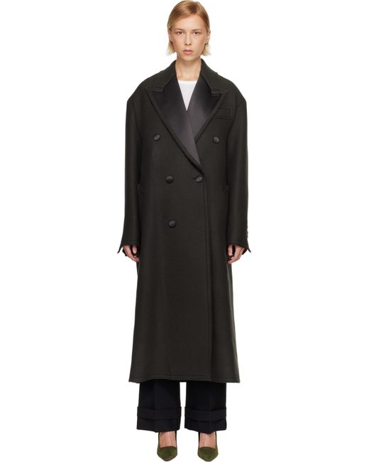 Manteau Noir En Laine À Smocks À Double Boutonnage AMI en coloris Black