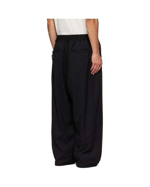 Y-3 Black Wool Straight Leg Trousers for men