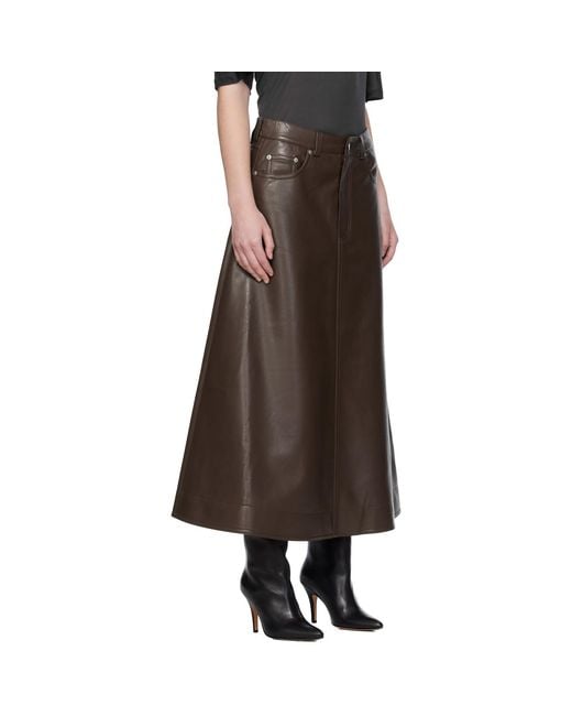 Nanushka Brown Cintia Regenerated Leather Maxi Skirt