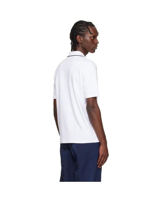 HUGO White Cotton-Jersey Contrast Edges Polo for men