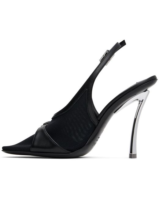 Acne Black Mesh Slingback Stiletto Heels