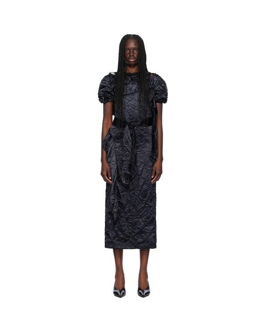 MERYLL ROGGE Black Creased Midi Dress