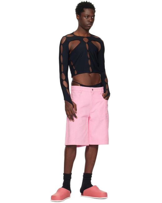 Marshall Columbia Pink Brushed Denim Shorts for men