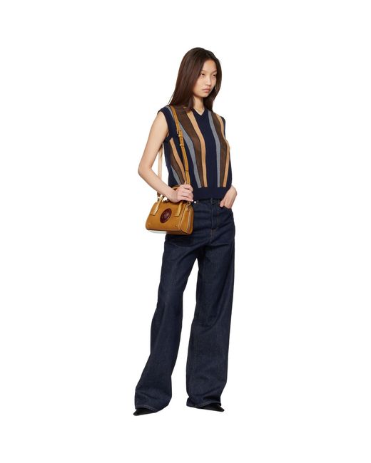 Versace Blue Intarsia-Wool & Leather Patchwork Vest