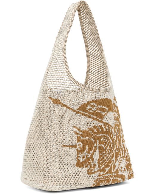 Burberry ホワイト＆タン ラージ Ekd クロシェ トートバッグ