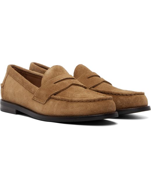 Polo Ralph Lauren Brown Tan Alston Suede Penny Loafers for men