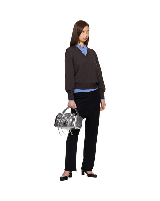 Acne Black Layered Wool Knit Sweater
